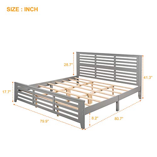 Lostcat King Size Platform Bed Frame with Headboard and Footboard