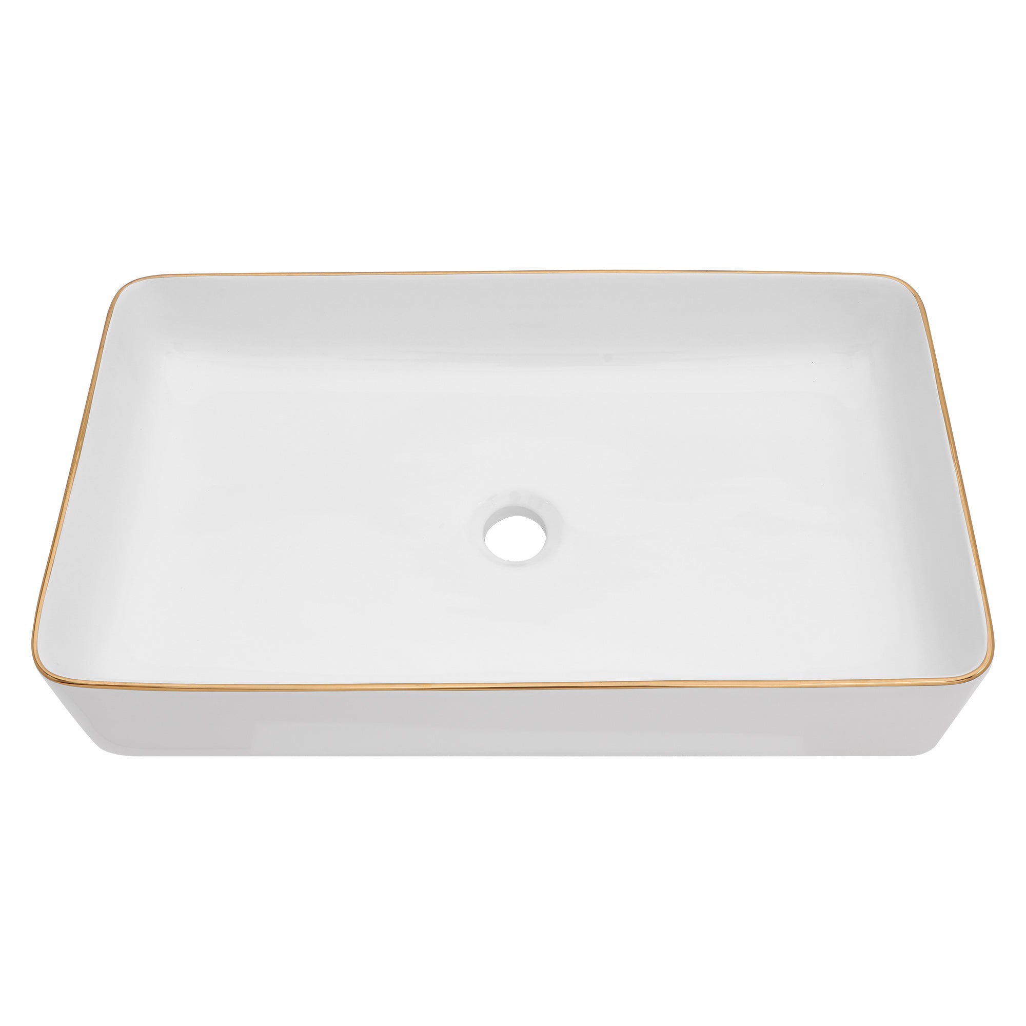 Lostcat 24x14 Inch White Ceramic Rectangular Vessel Bathroom Sink