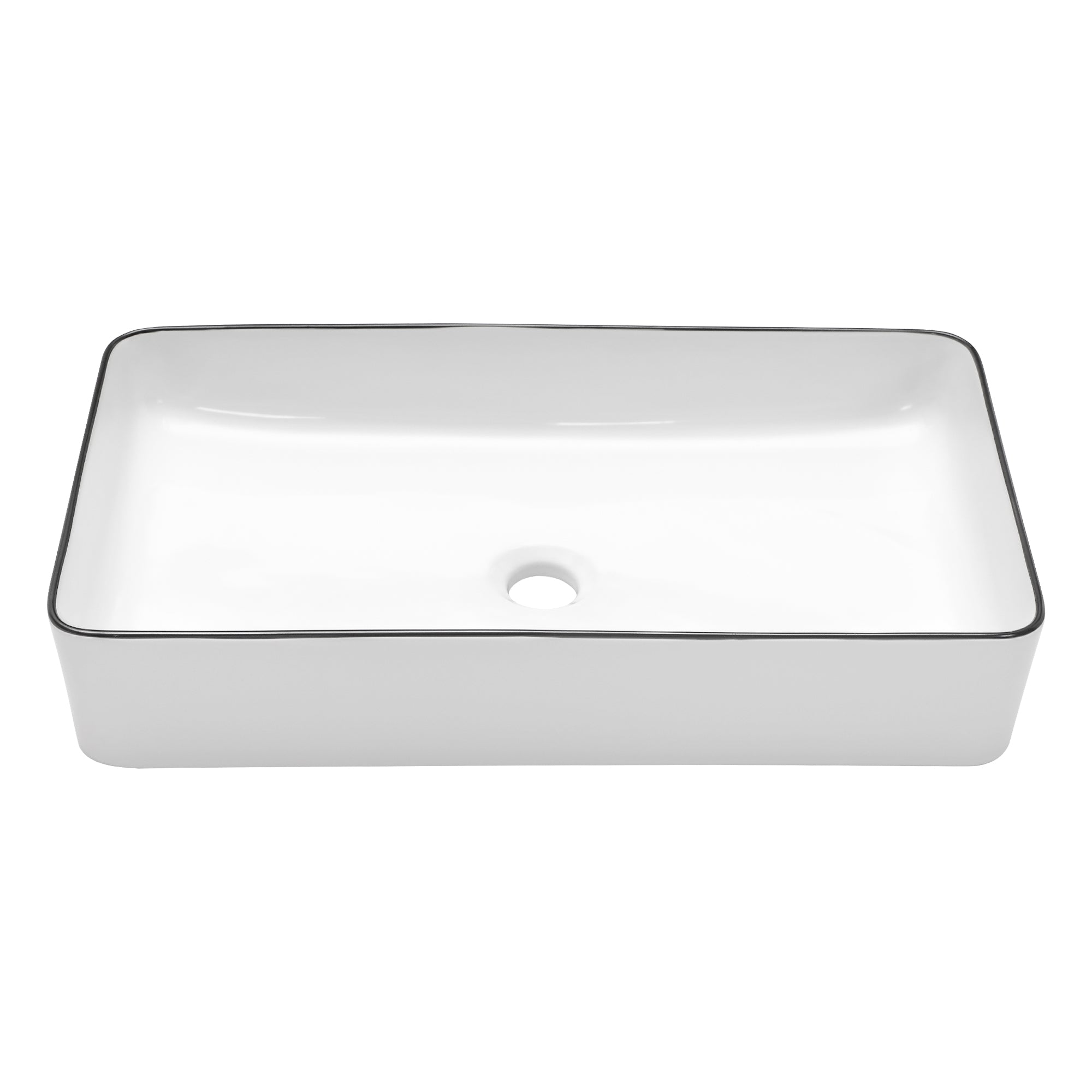 Lostcat 24x14 Inch White Ceramic Rectangular Vessel Bathroom Sink