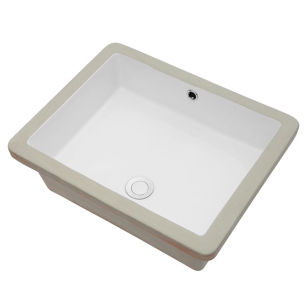 Lostcat 20"x15.5" White Ceramic Rectangular Undermount Bathroom Sink with Overflow