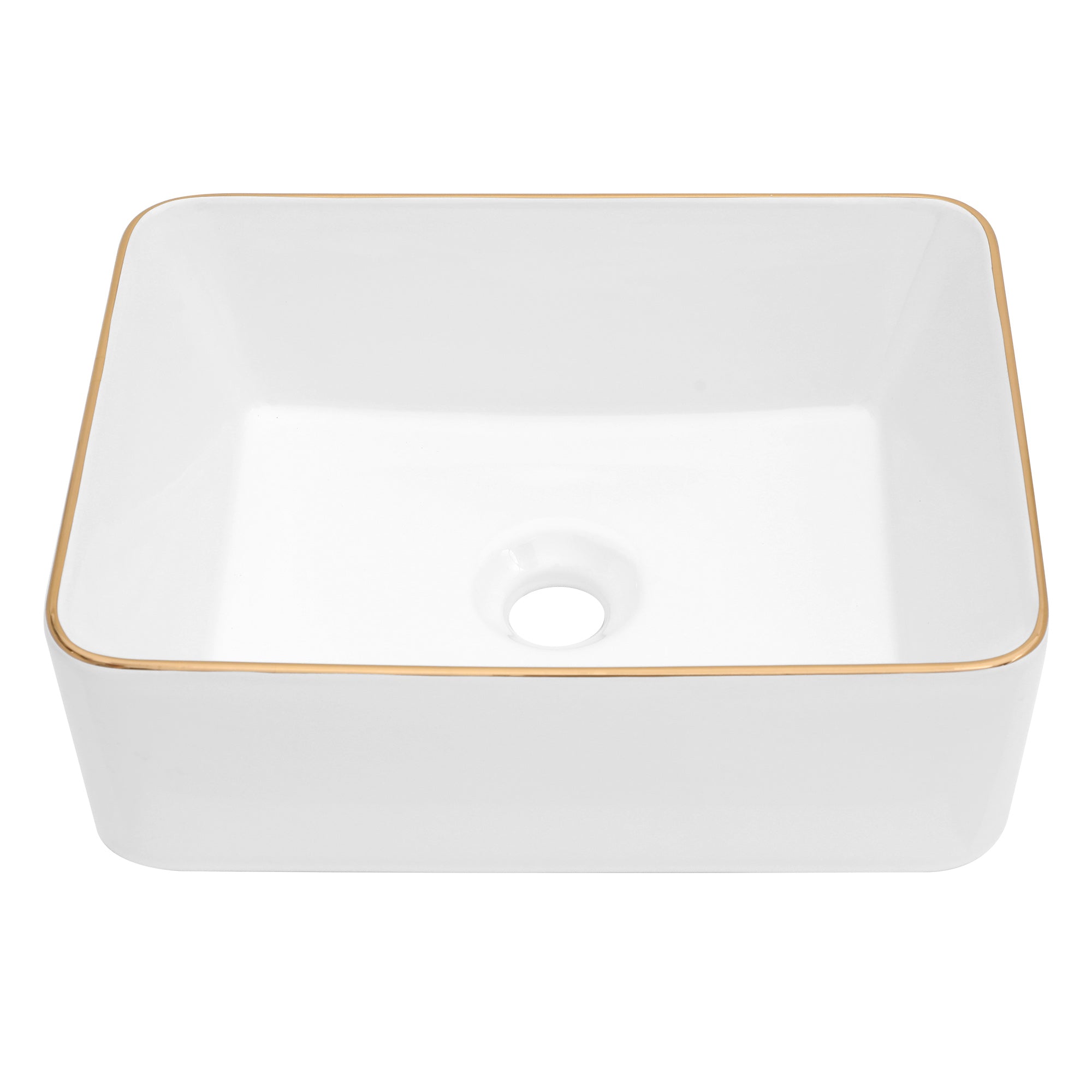 Lostcat 16x12 Inch White Ceramic Rectangular Vessel Bathroom Sink