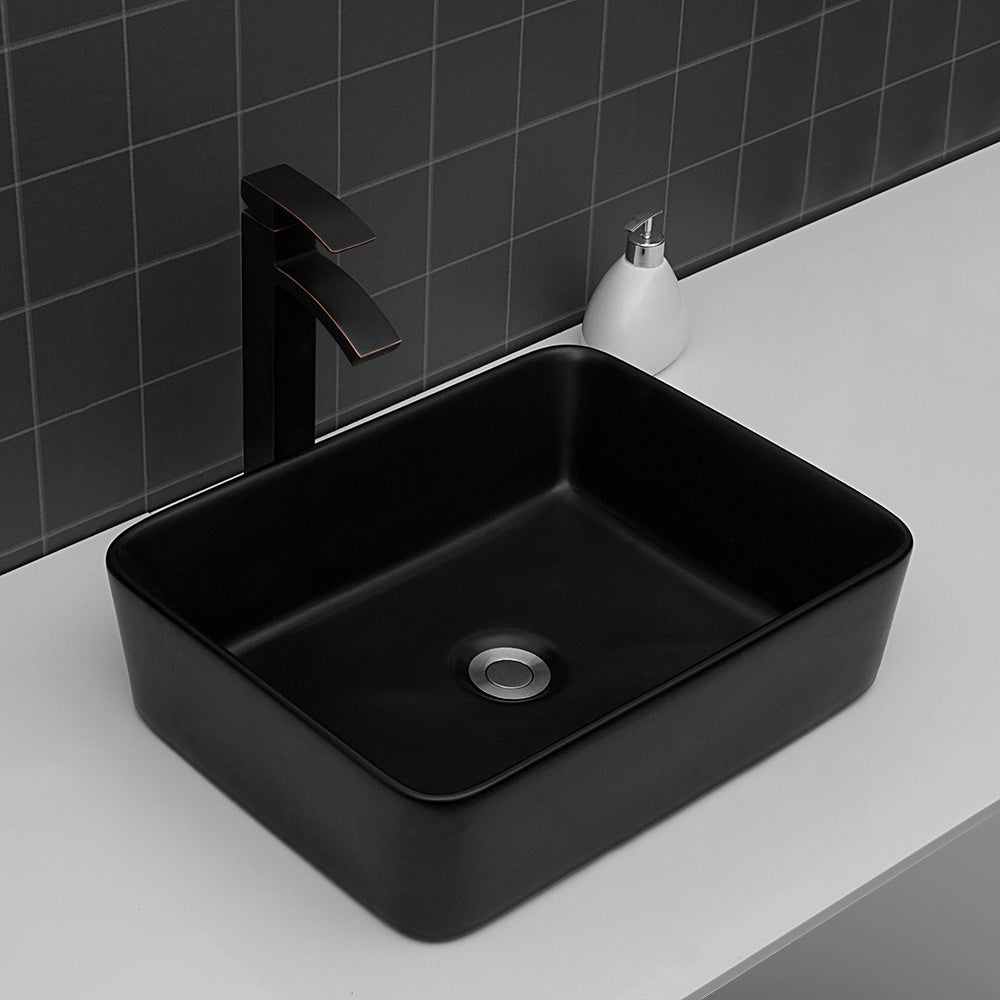 Lostcat 19"x15" Black Ceramic Rectangular Vessel Bathroom Sink