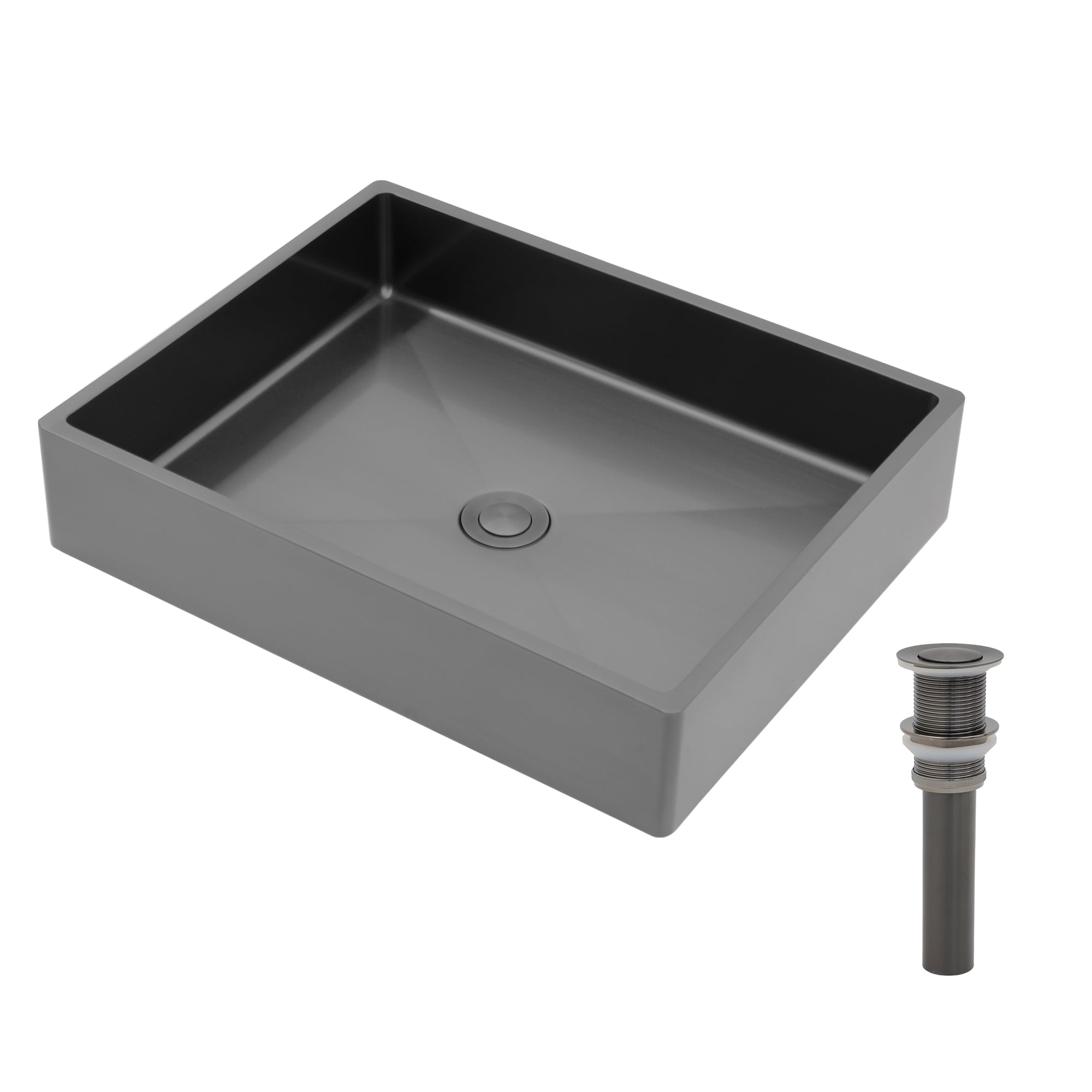 Lostcat 19"x15" Gunmetal Black Stainless Steel Bathroom Sink with Pop Up Drain