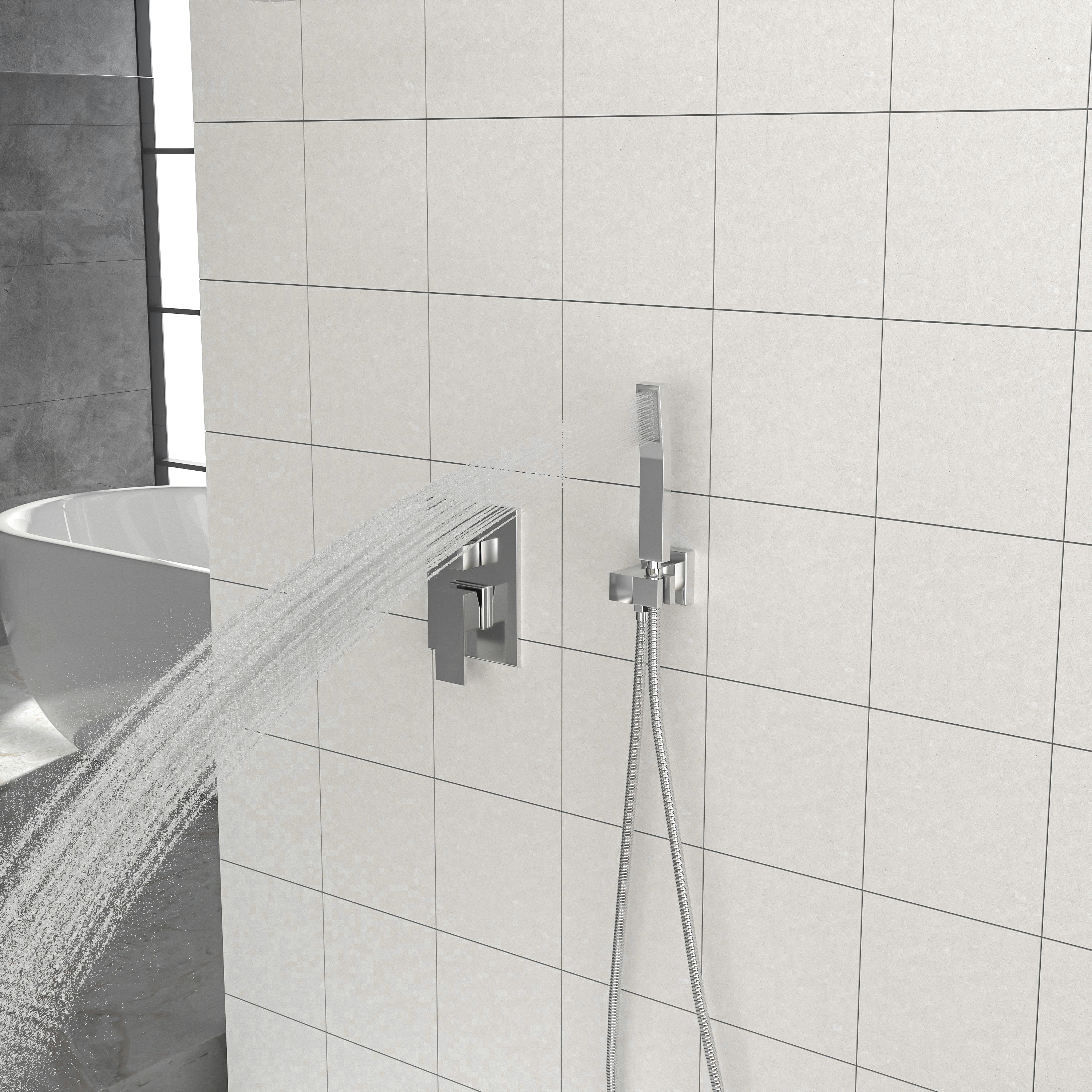 Lostcat Dual Shower Head - 12 Inch Ceiling Mount Square Shower System with Rough-in Valve, Chrome