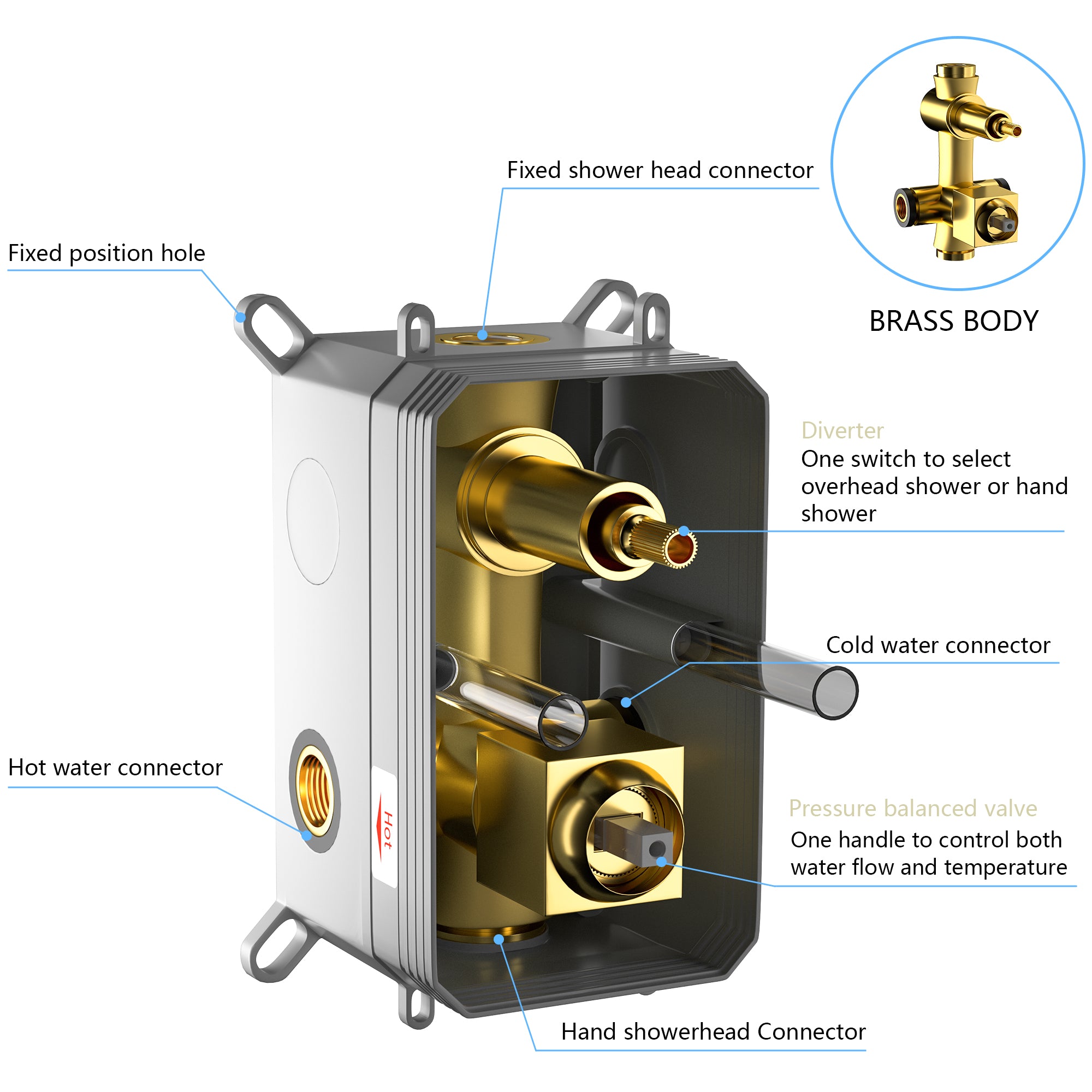 Lostcat Dual Shower Head - 10 Inch Wall Mounted Square Shower System with Rough-in Valve,Gold