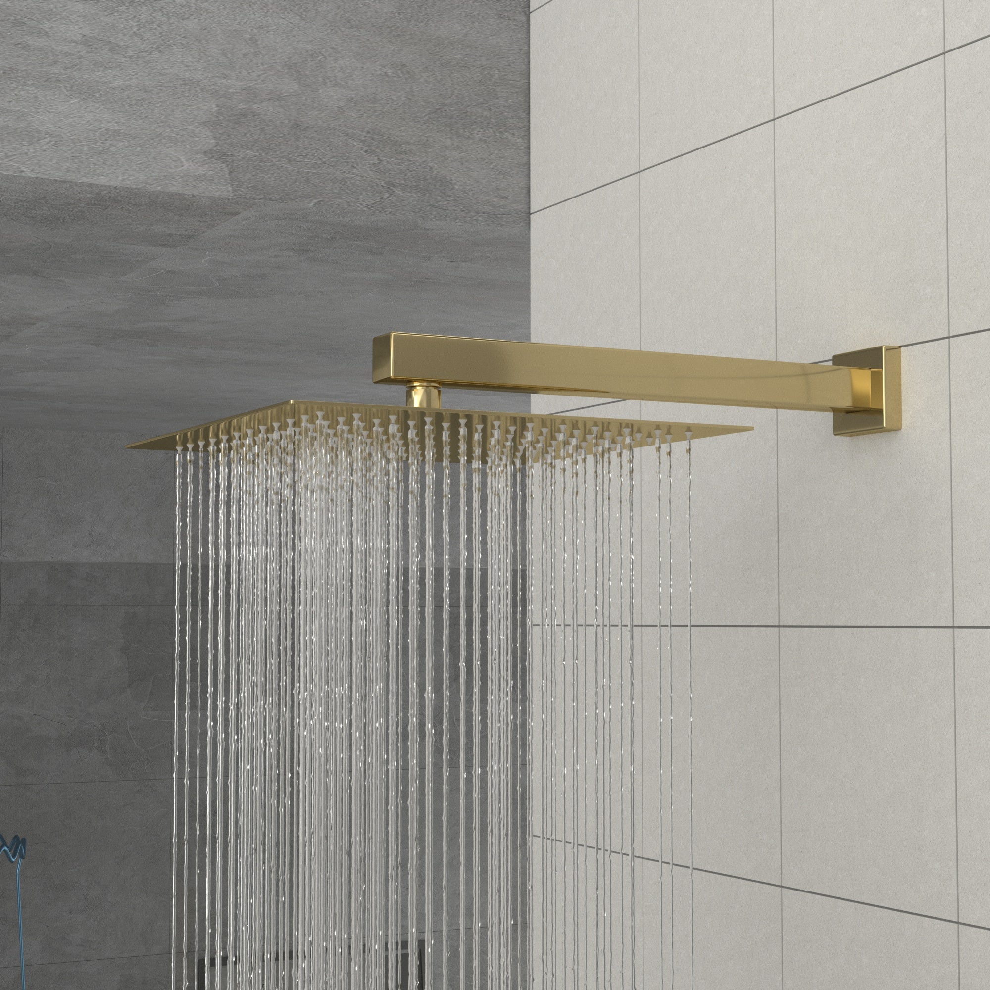 Lostcat Dual Shower Head - 10 Inch Wall Mounted Square Shower System with Rough-in Valve,Gold