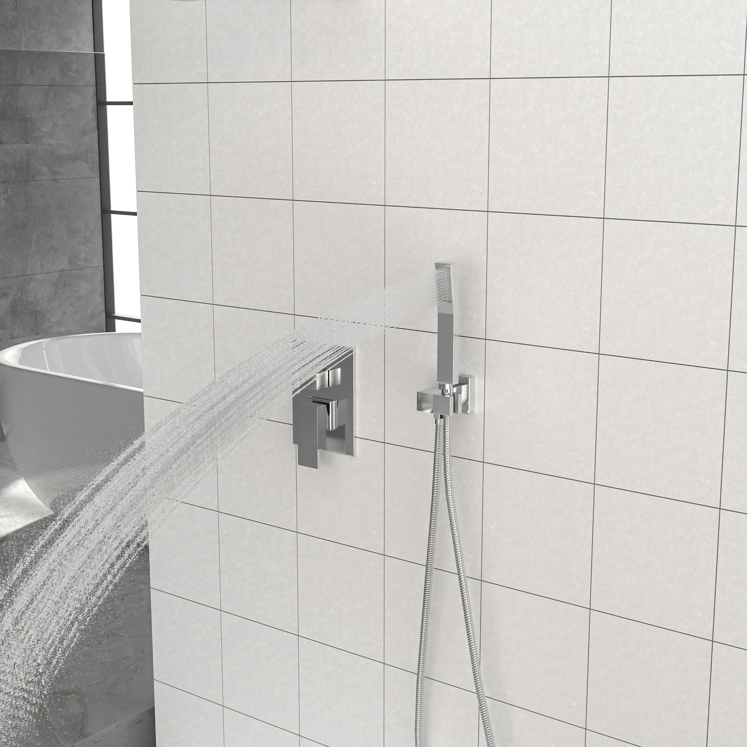 Lostcat Dual Shower Head - 12 Inch Wall Mounted Square Shower System with Rough-in Valve,Chrome