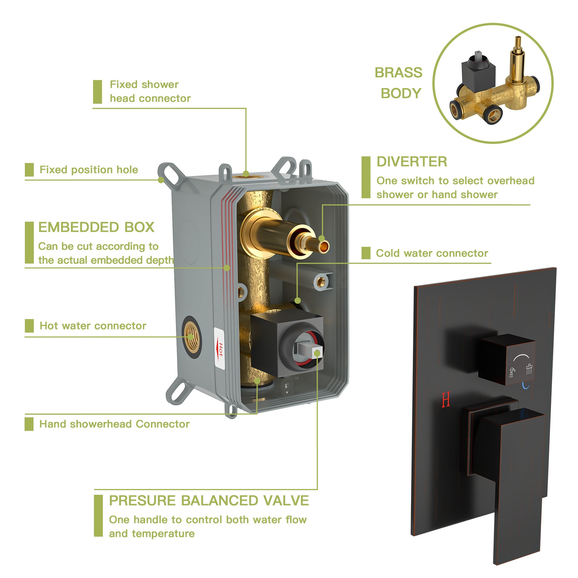 Lostcat Shower System with Adjustable Slide Bar,16 Inch Ceiling Mounted Square Shower System with Rough-in Valve, Oil Rubber Bronze