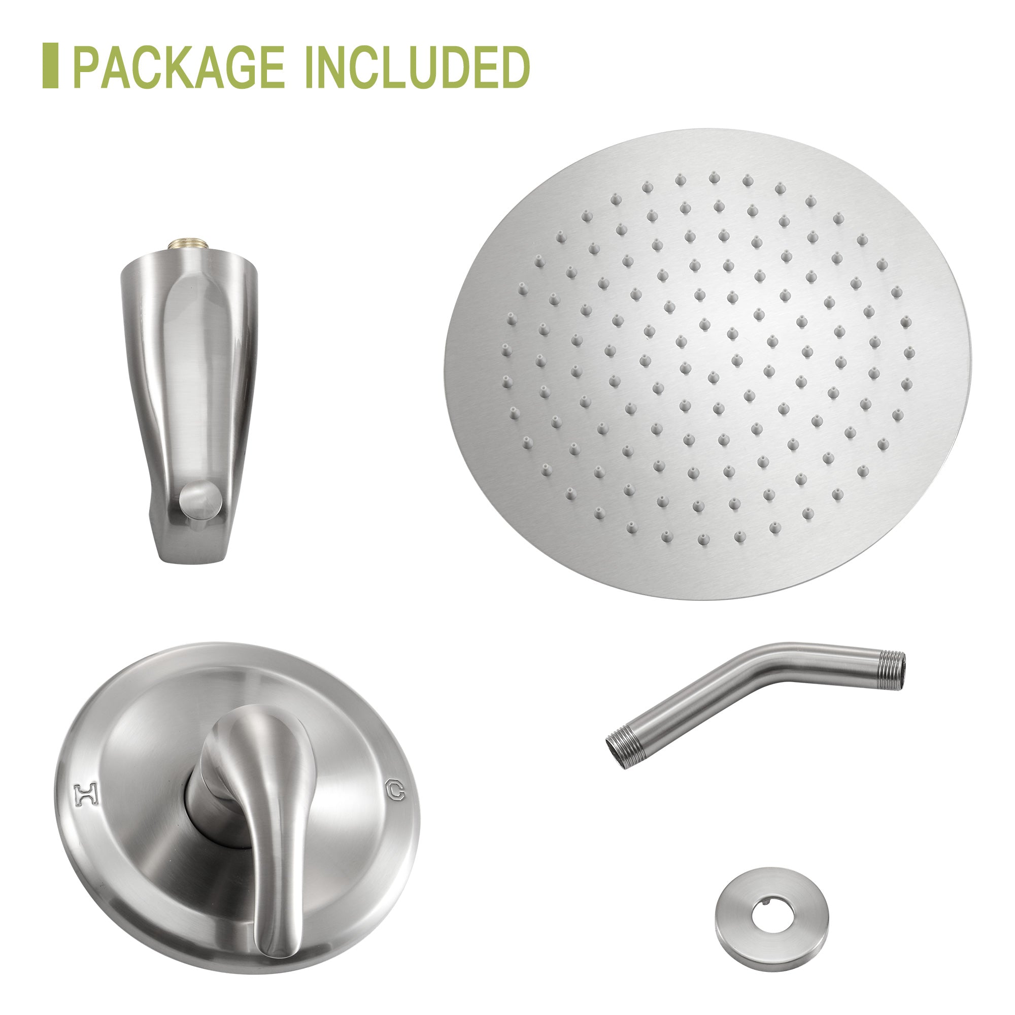 Lostcat 10" Round Rain Shower Head Systems with Waterfall Tub Spout, Brushed Nickel,Wall Mounted shower