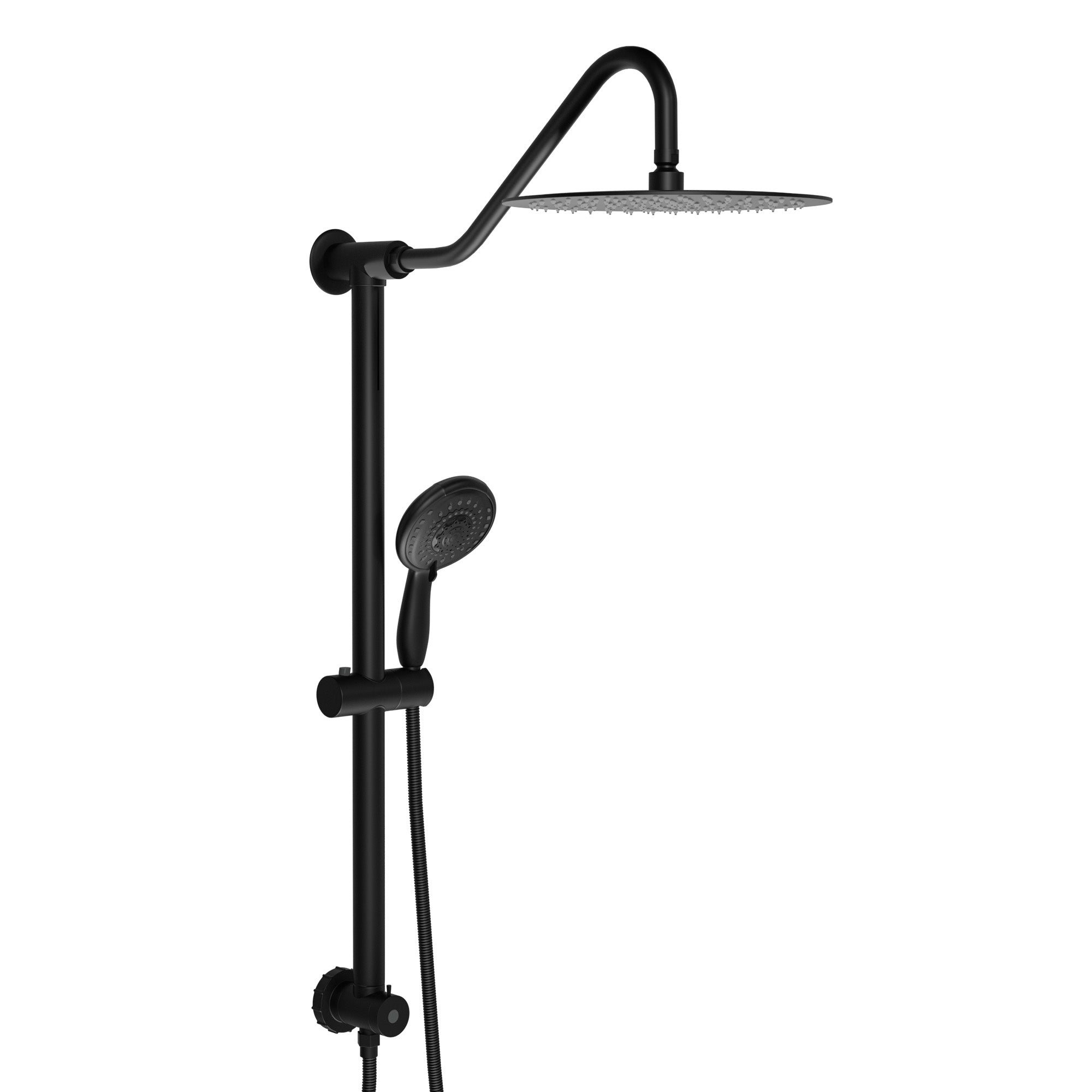 Lostcat 10 Inch Shower System with 5 Function Rain Hand Shower, 26.3" Slide Bar Shower Head Combo, Matte Black