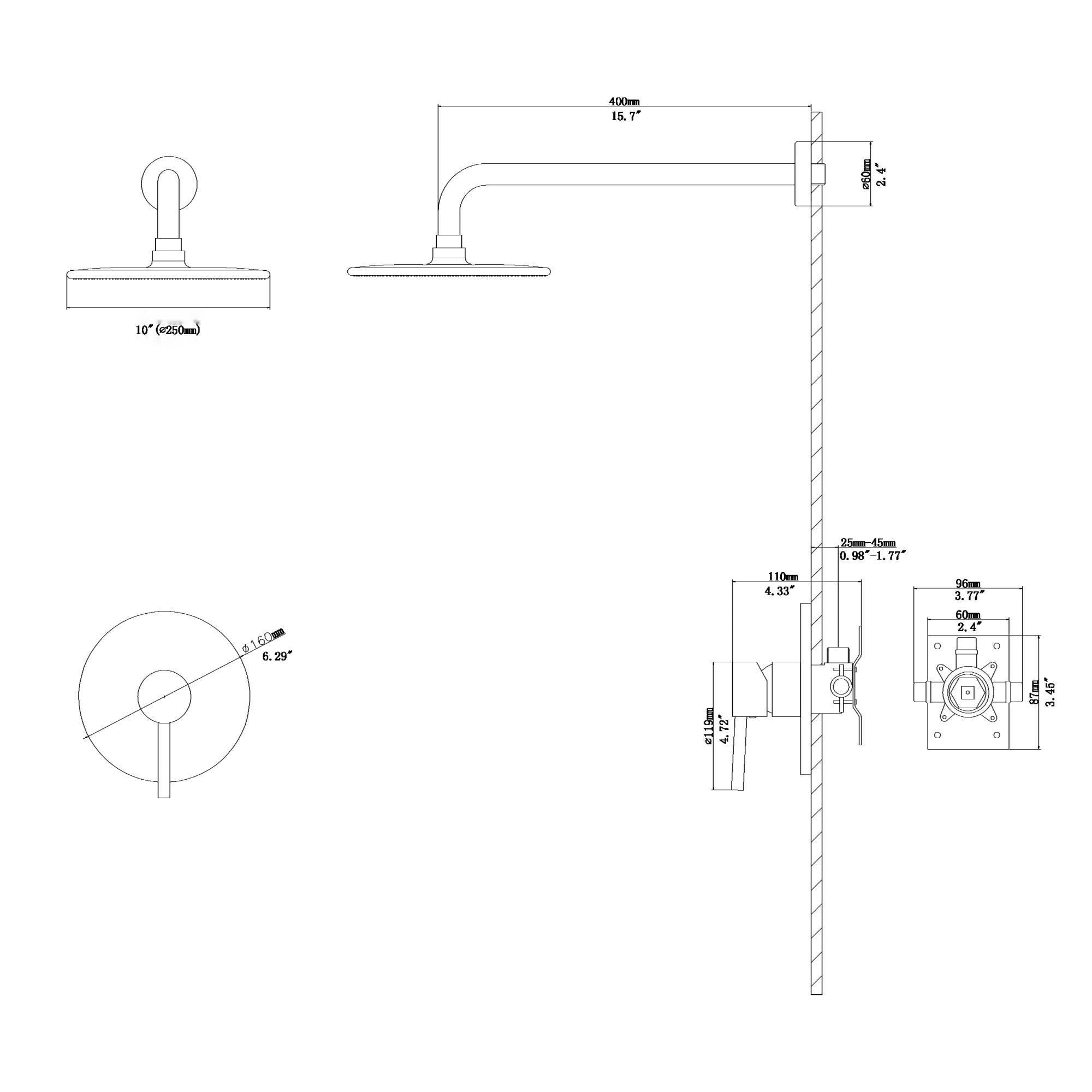 Lostcat Shower Faucet Set,,Shower System with 10-Inch Rainfall Shower Head and Shower Valve, Gold