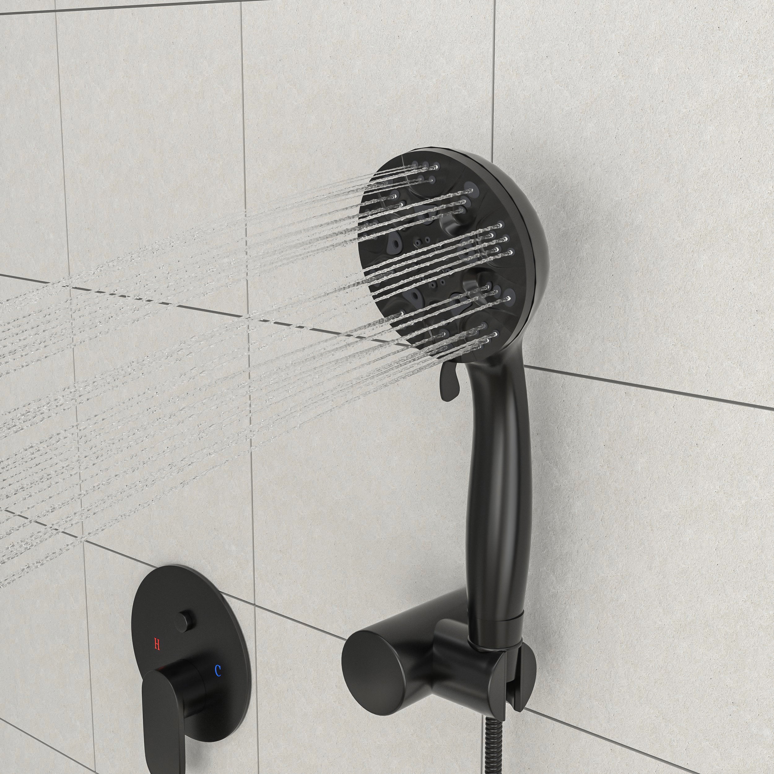 Lostcat 10" Rain Shower Head Systems, Dual Shower Heads, Matte black,Wall Mounted shower