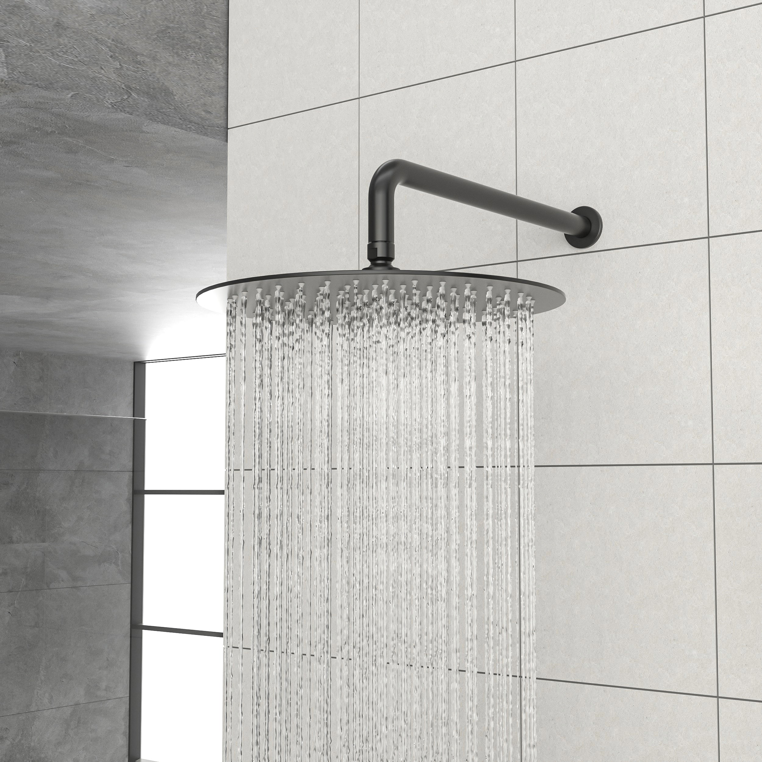 Lostcat 10" Rain Shower Head Systems, Dual Shower Heads, Matte black,Wall Mounted shower