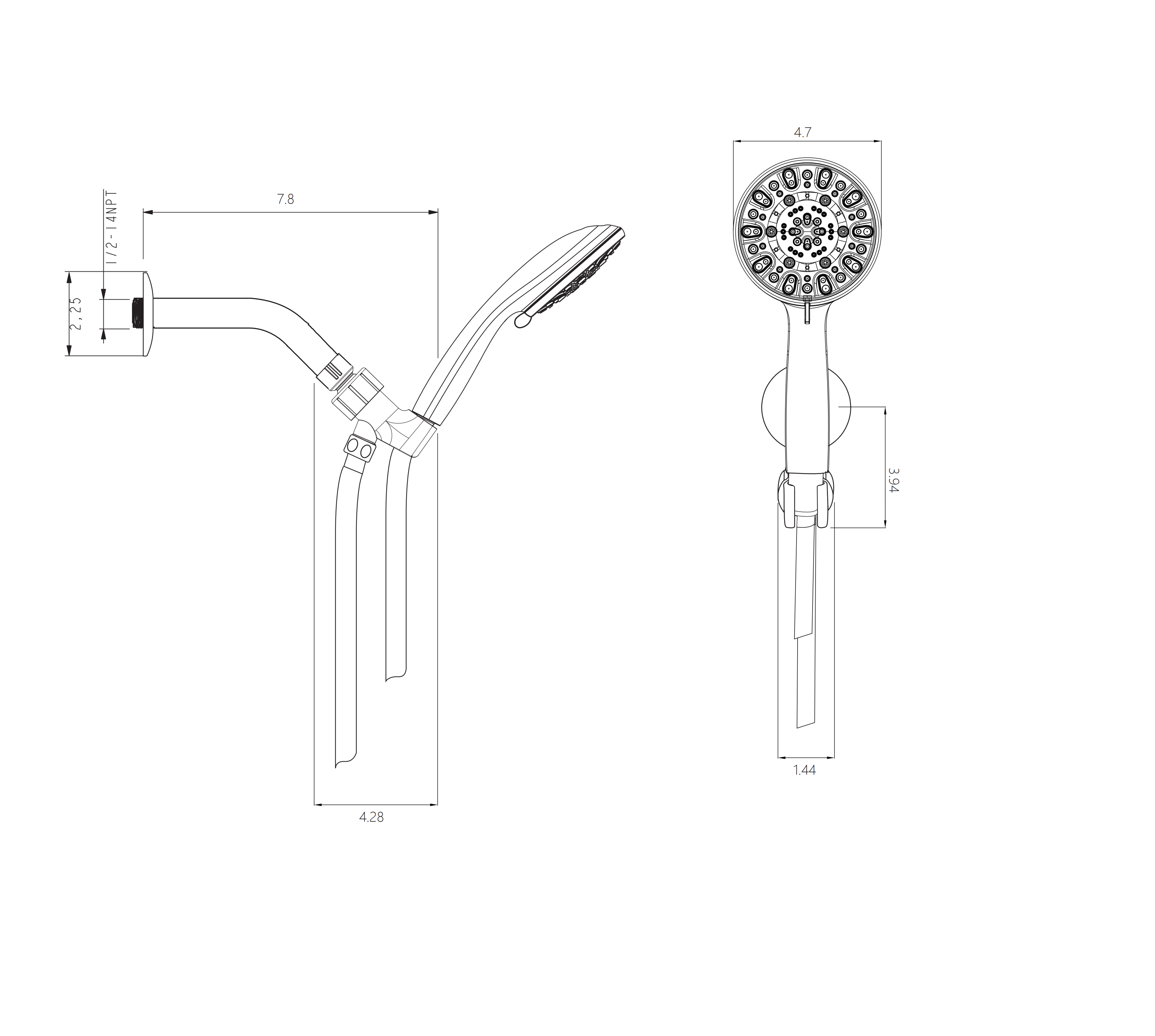 Lostcat Multi Function Adjustable Hand Shower - 7-Function Hand Shower, Chrome