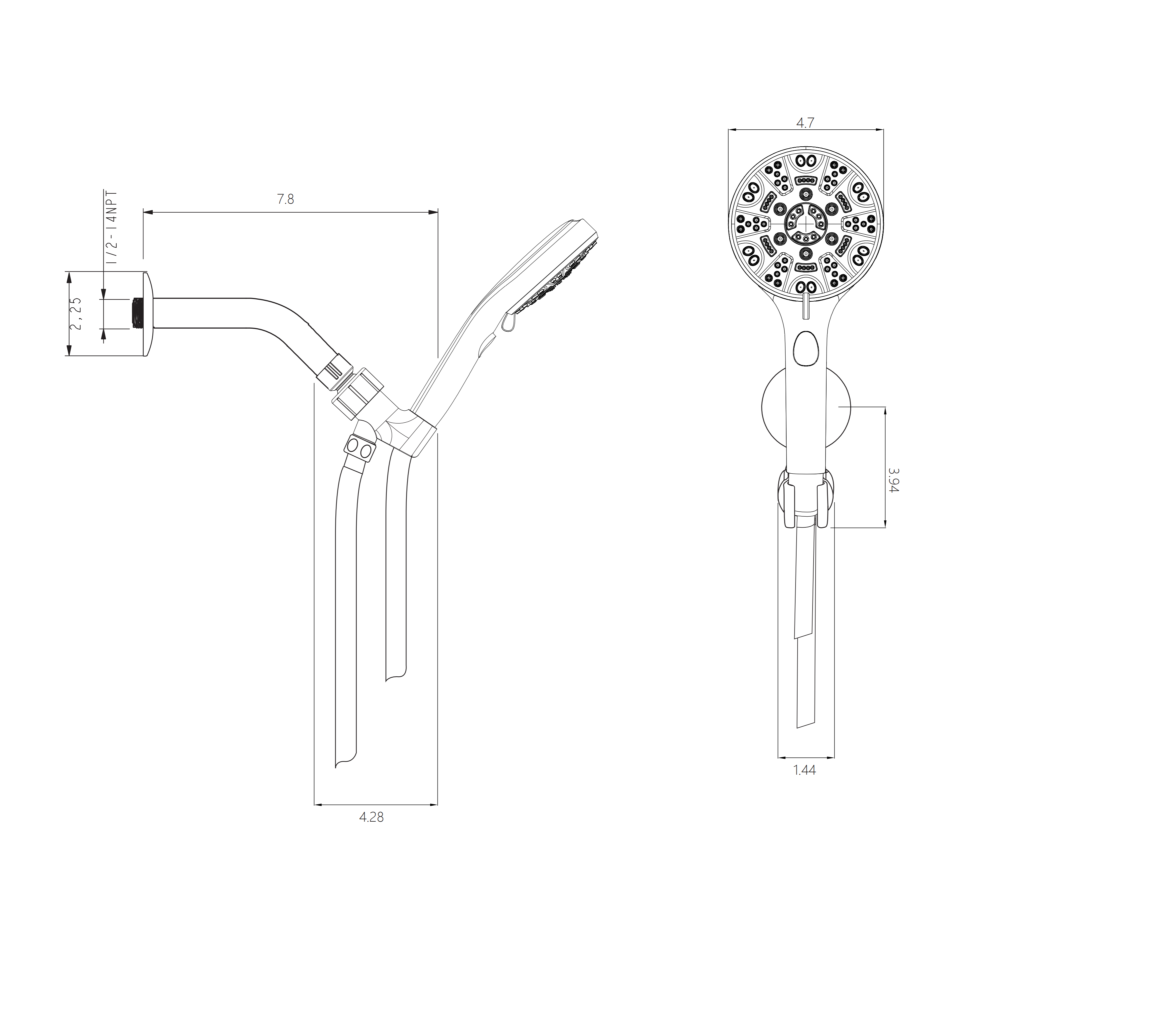 Lostcat Multi Function Adjustable Hand Shower - 8-Function Hand Shower, Chrome