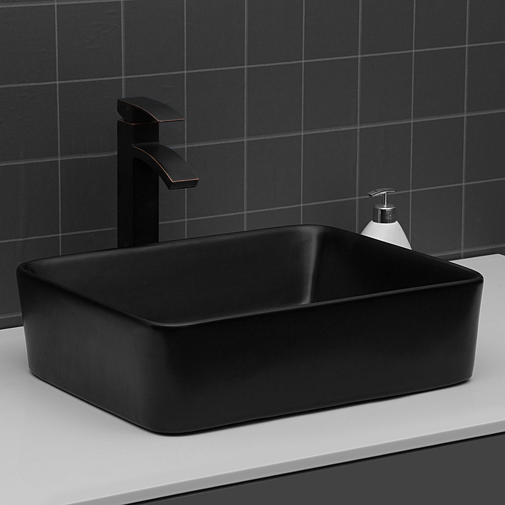 Lostcat 19"x15" Black Ceramic Rectangular Vessel Bathroom Sink