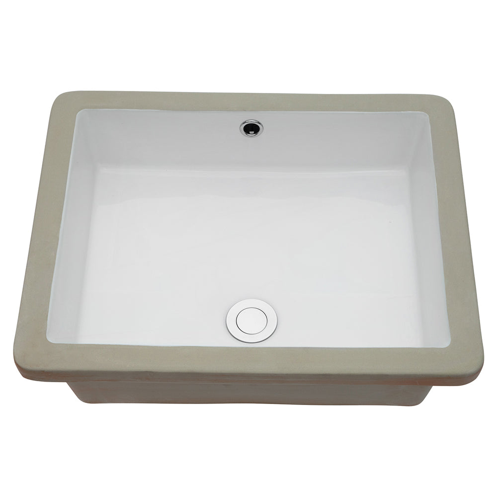 Lostcat 20"x15.5" White Ceramic Rectangular Undermount Bathroom Sink with Overflow