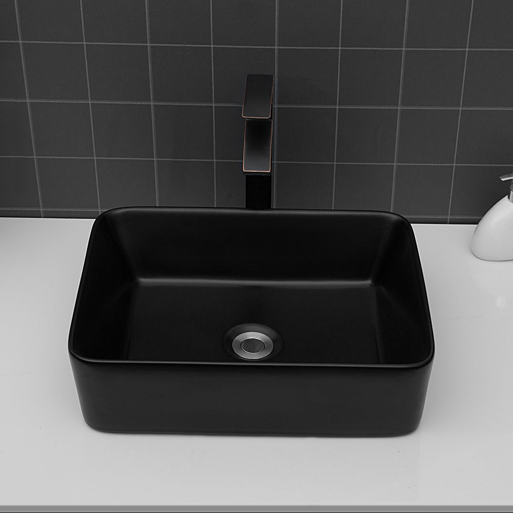 Lostcat 19"x15" Black Ceramic Rectangular Vessel Bathroom Sink