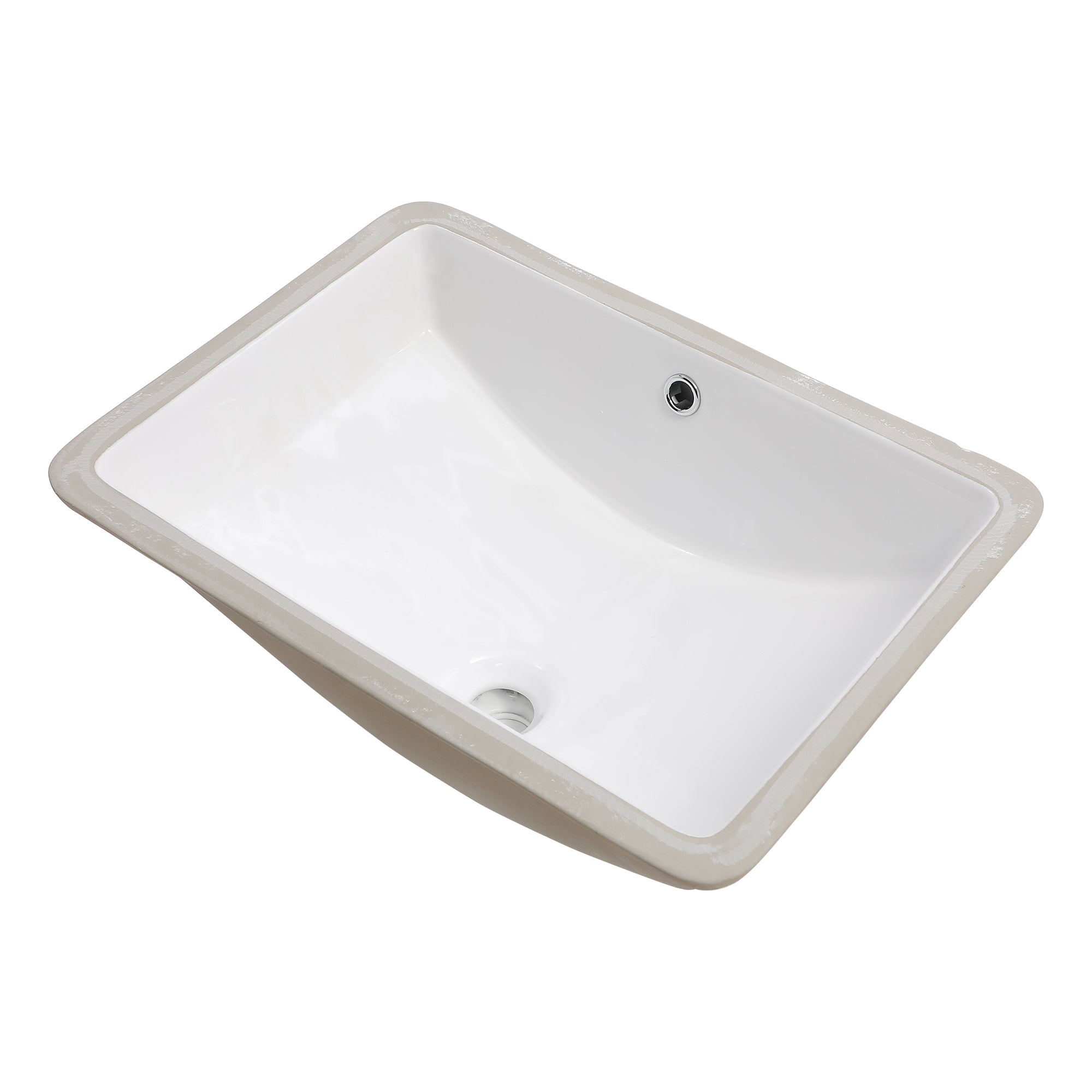 Lostcat 21"x14" White Ceramic Rectangular Undermount Bathroom Sink with Overflow