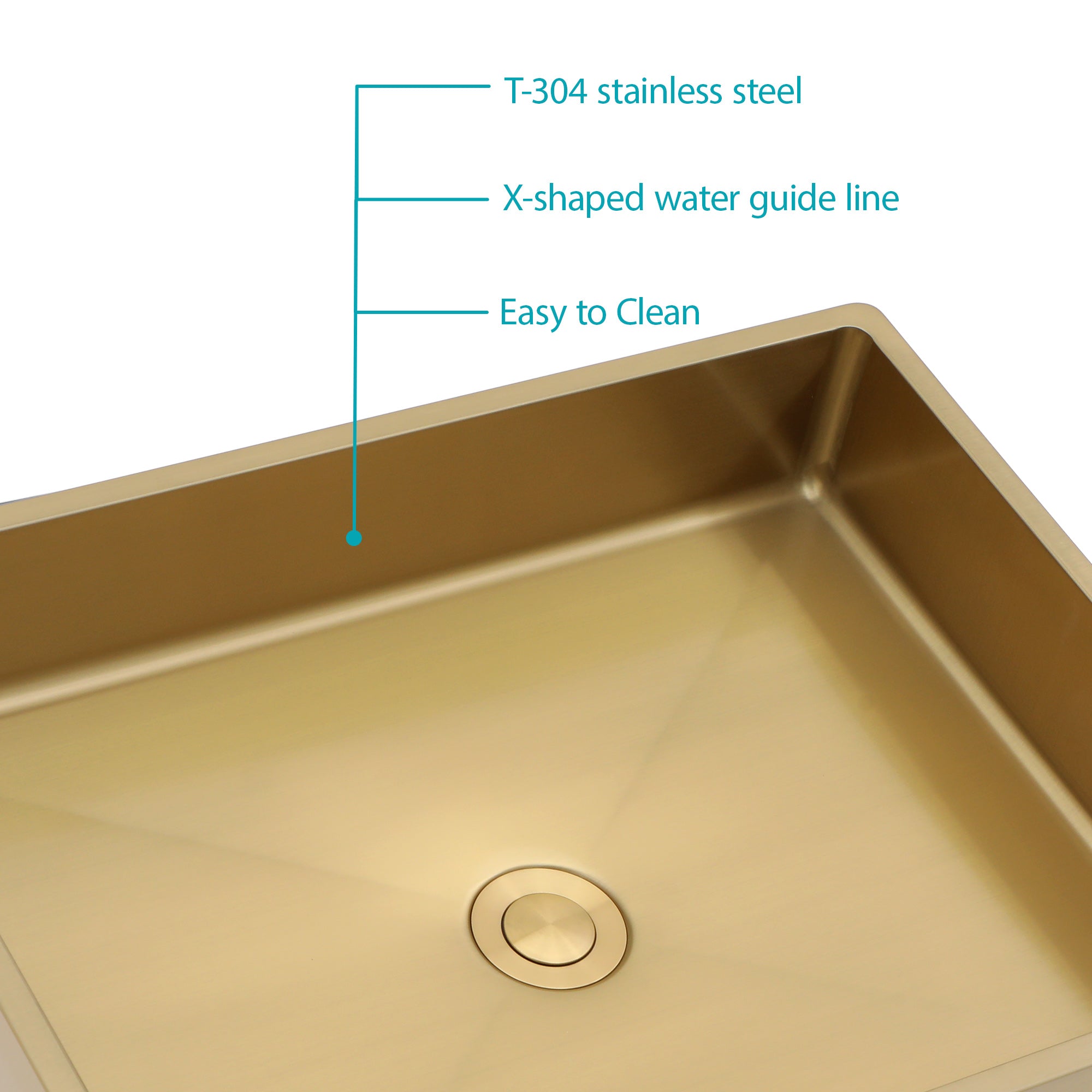 Lostcat 19"x15" Gold Stainless Steel Bathroom Sink with Pop Up Drain