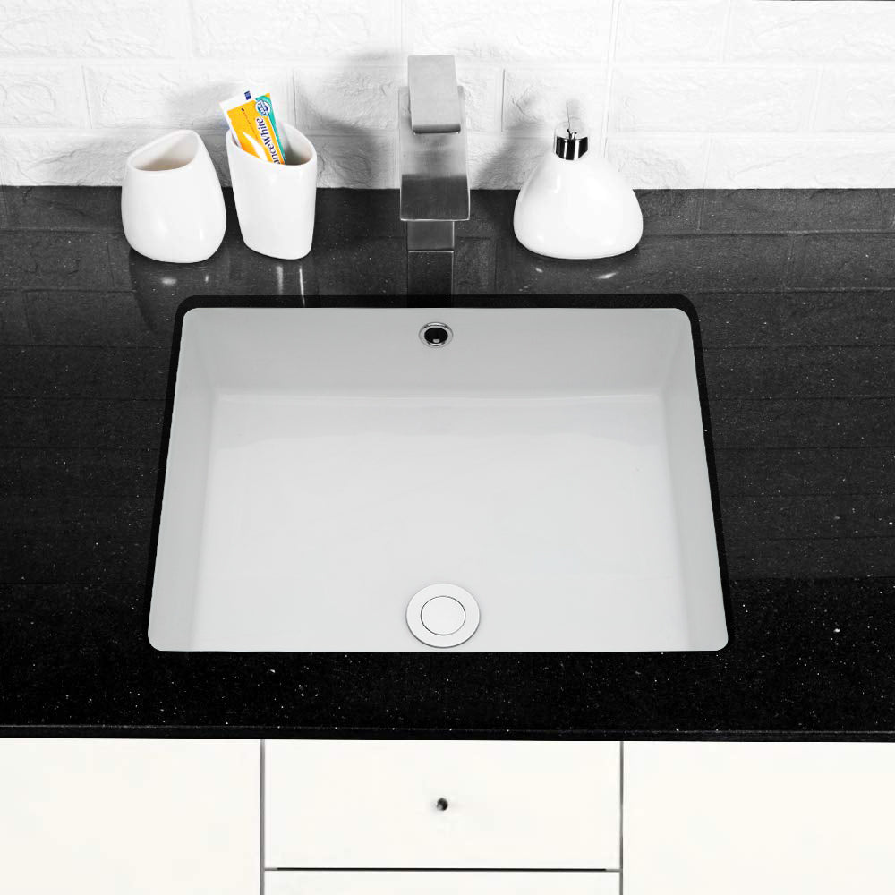 Lostcat 20"x15.5" White Ceramic Rectangular Undermount Bathroom Sink with Overflow