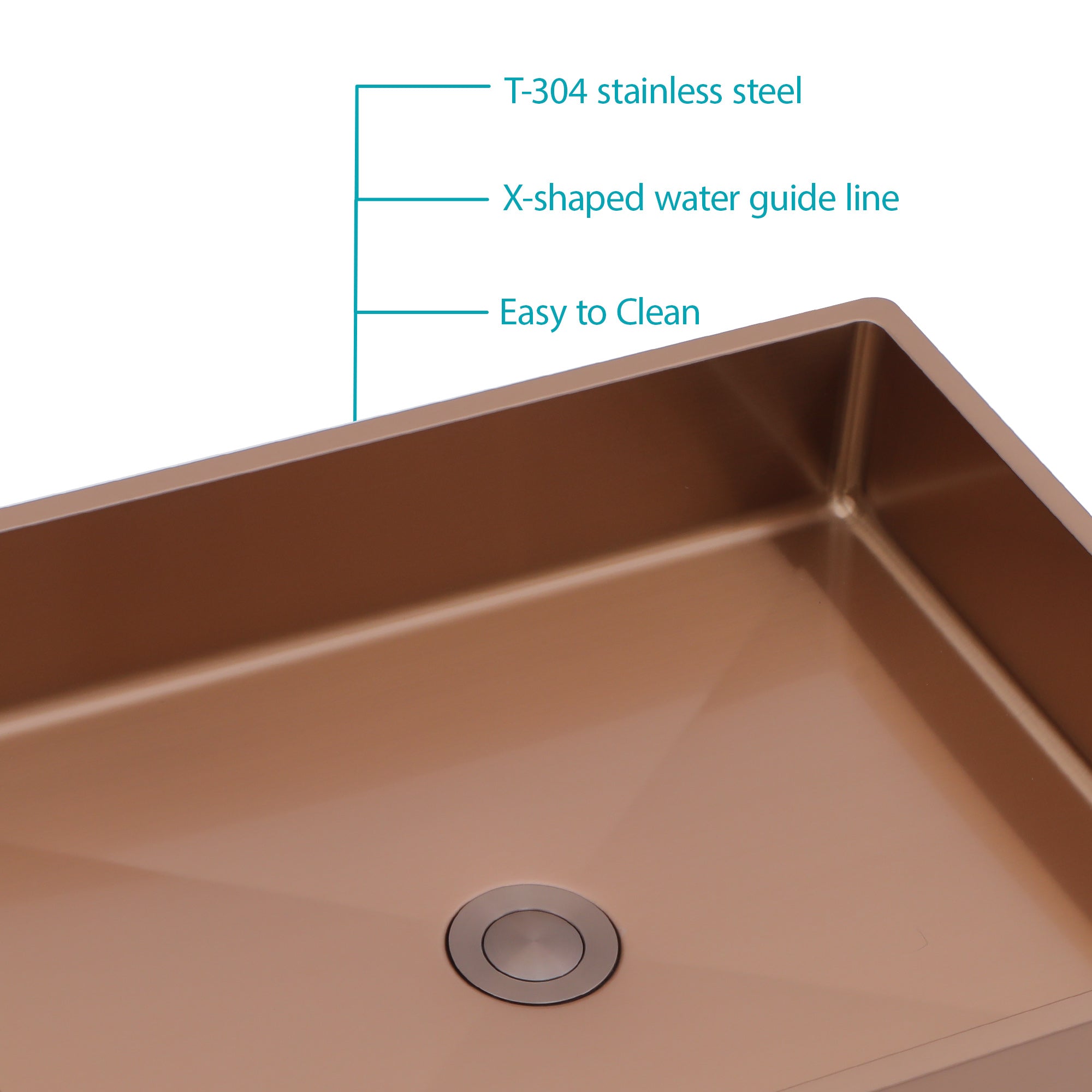 Lostcat 19"x15" Rose Gold Stainless Steel Bathroom Sink with Pop Up Drain