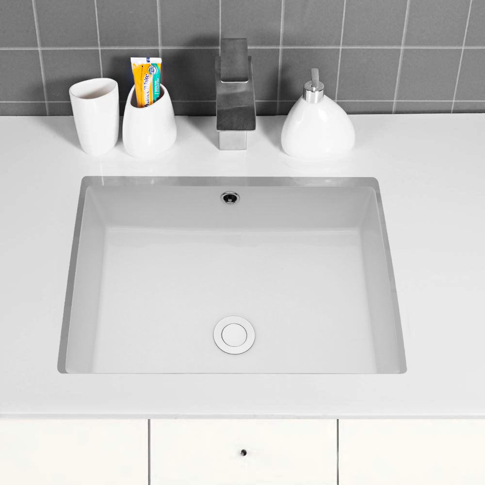 Lostcat 22"x15.5" White Ceramic Rectangular Undermount Bathroom Sink with Overflow