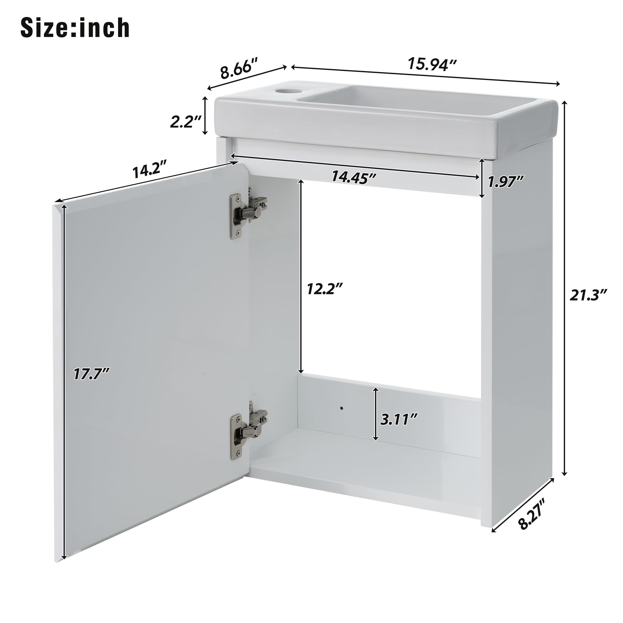 Lostcat Bathroom Vanity, White-2