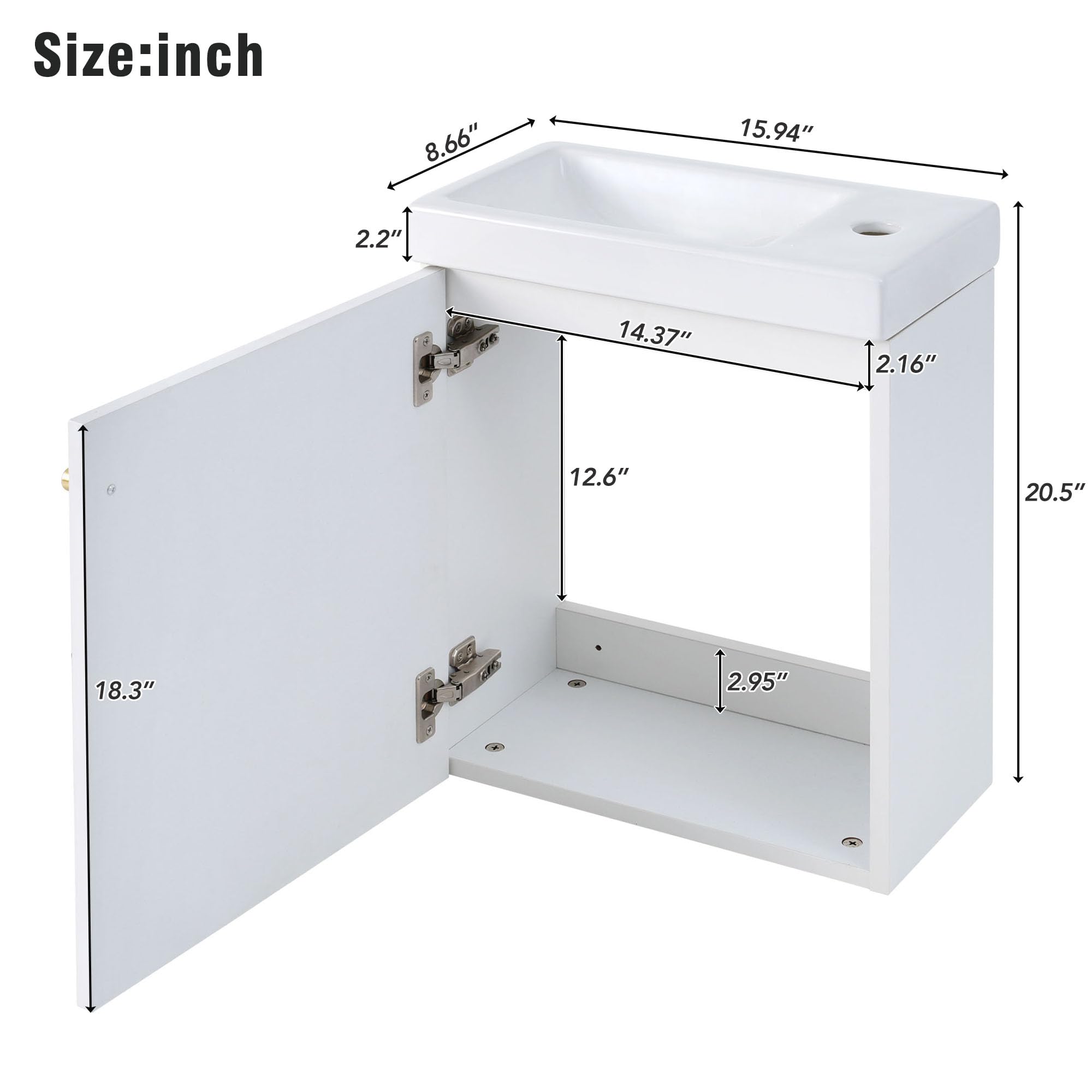 Lostcat Bathroom Vanity, White-1