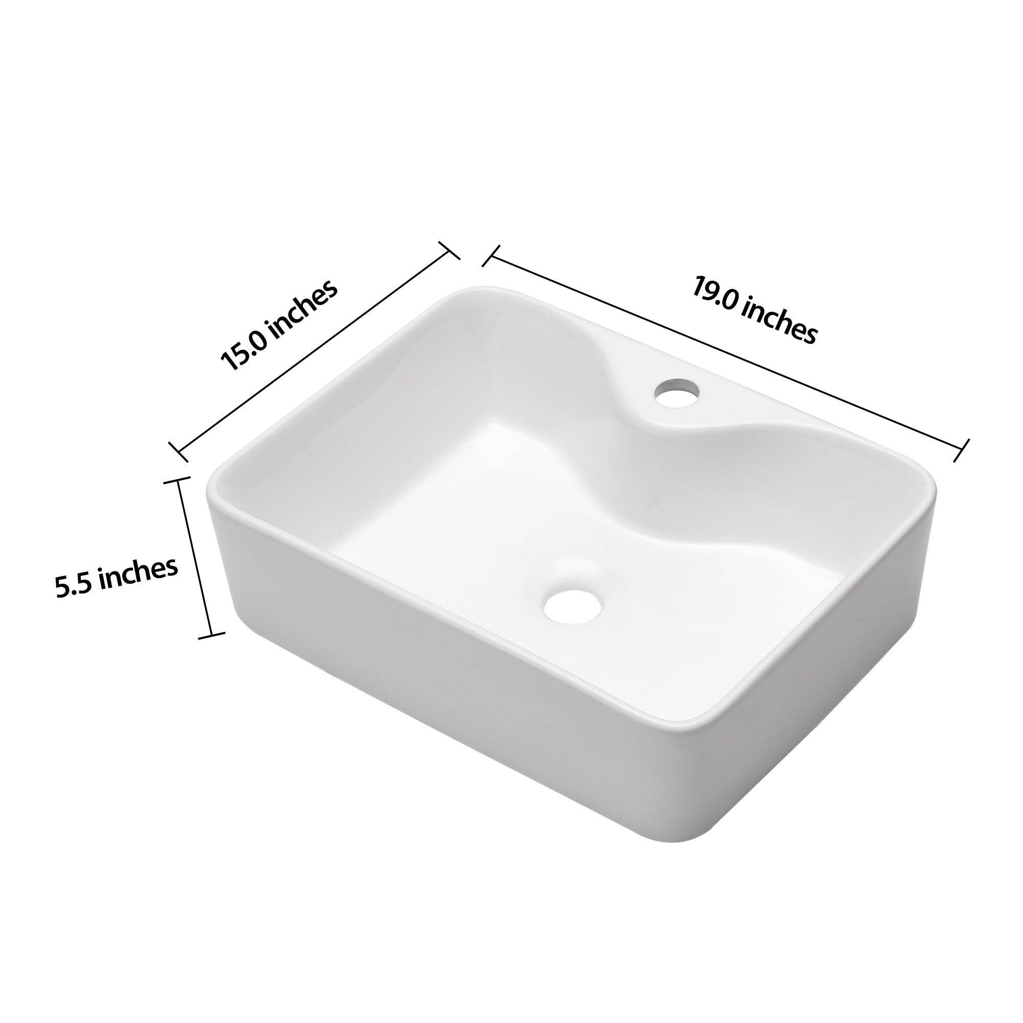 Lostcat 19"x15" White Ceramic Rectangular Vessel Bathroom Sink