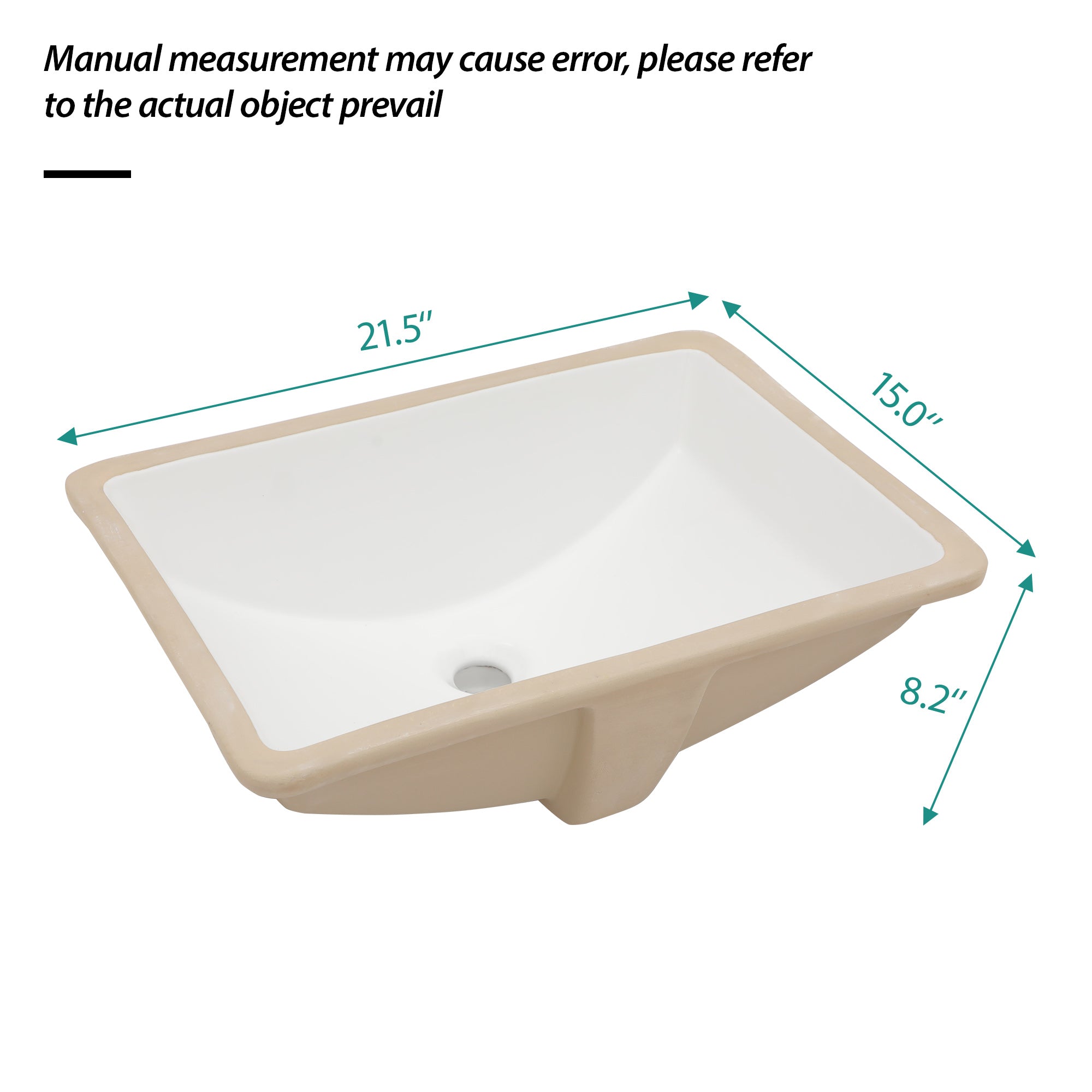 Lostcat 21.5"x15" White Ceramic Rectangular Undermount Bathroom Sink with Overflow