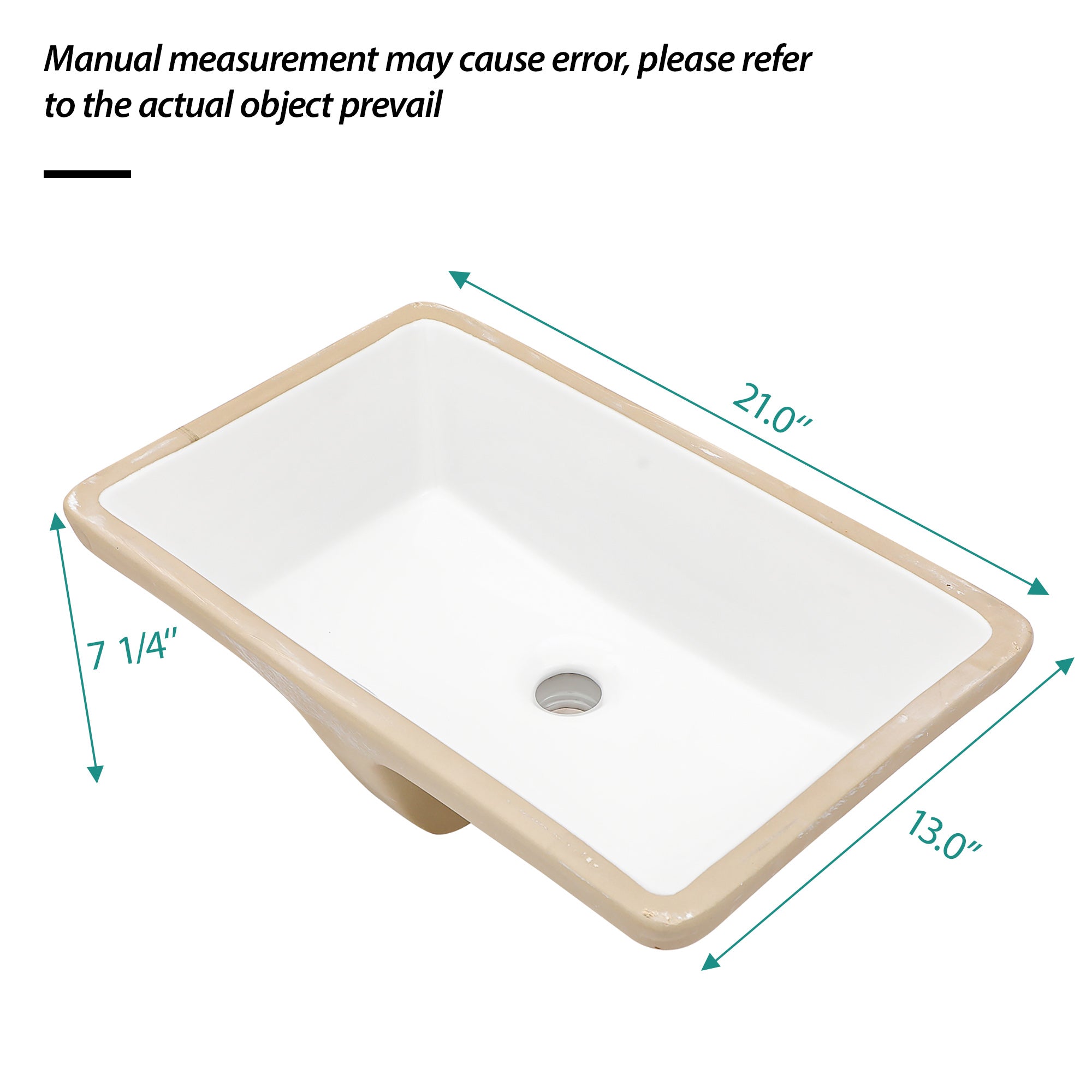 Lostcat 21"x13" White Ceramic Rectangular Undermount Bathroom Sink with Overflow