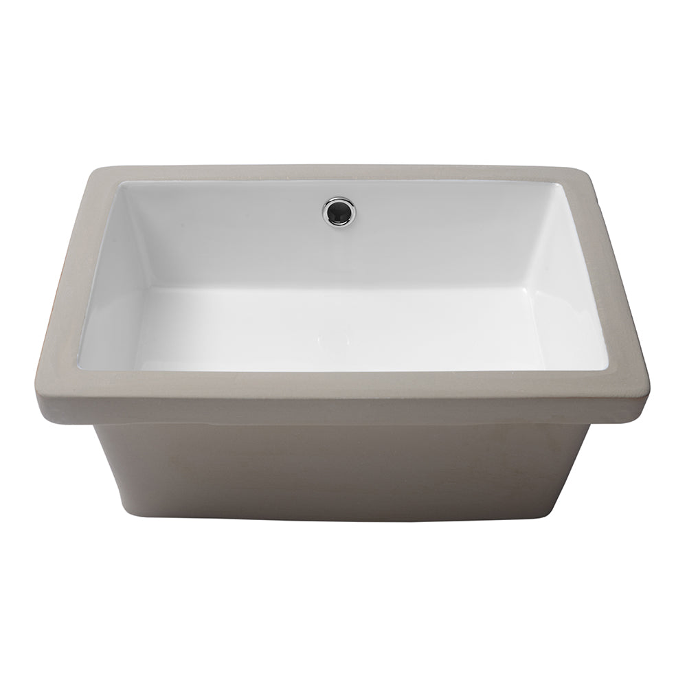 Lostcat 18"x12" White Ceramic Rectangular Undermount Bathroom Sink with Overflow