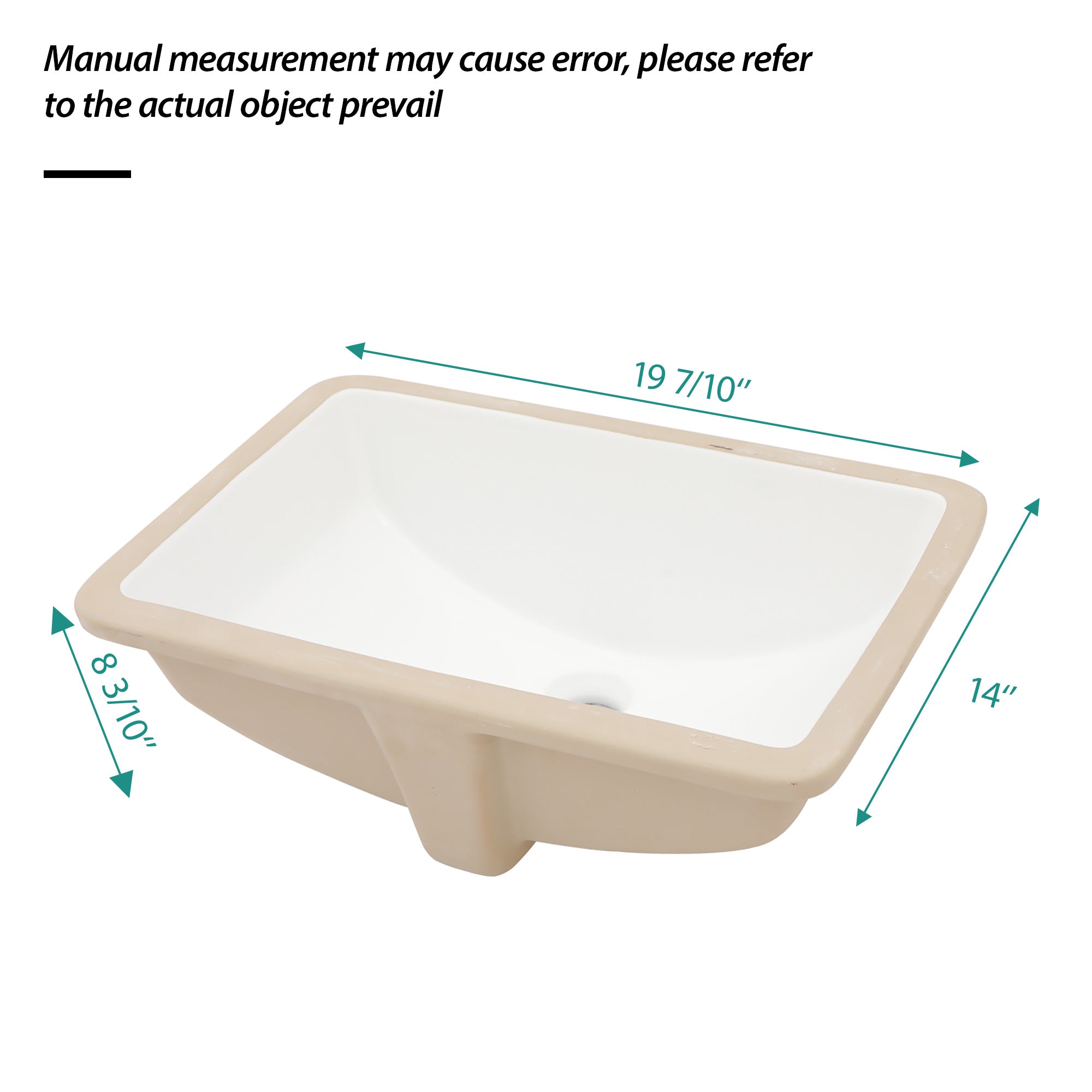 Lostcat 19.7"x14" White Ceramic Rectangular Undermount Bathroom Sink with Overflow