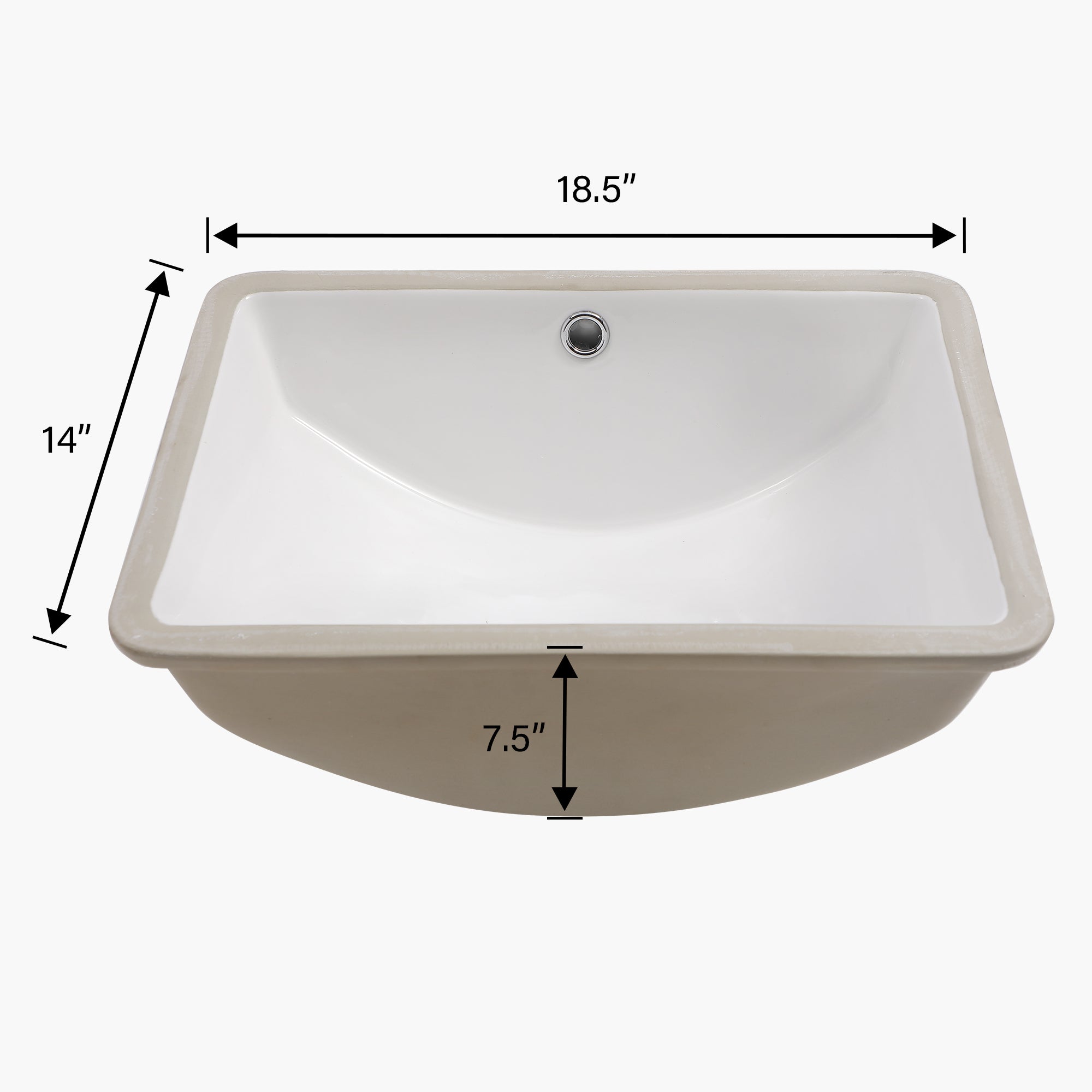 Lostcat 18.5"x14" White Ceramic Rectangular Undermount Bathroom Sink with Overflow