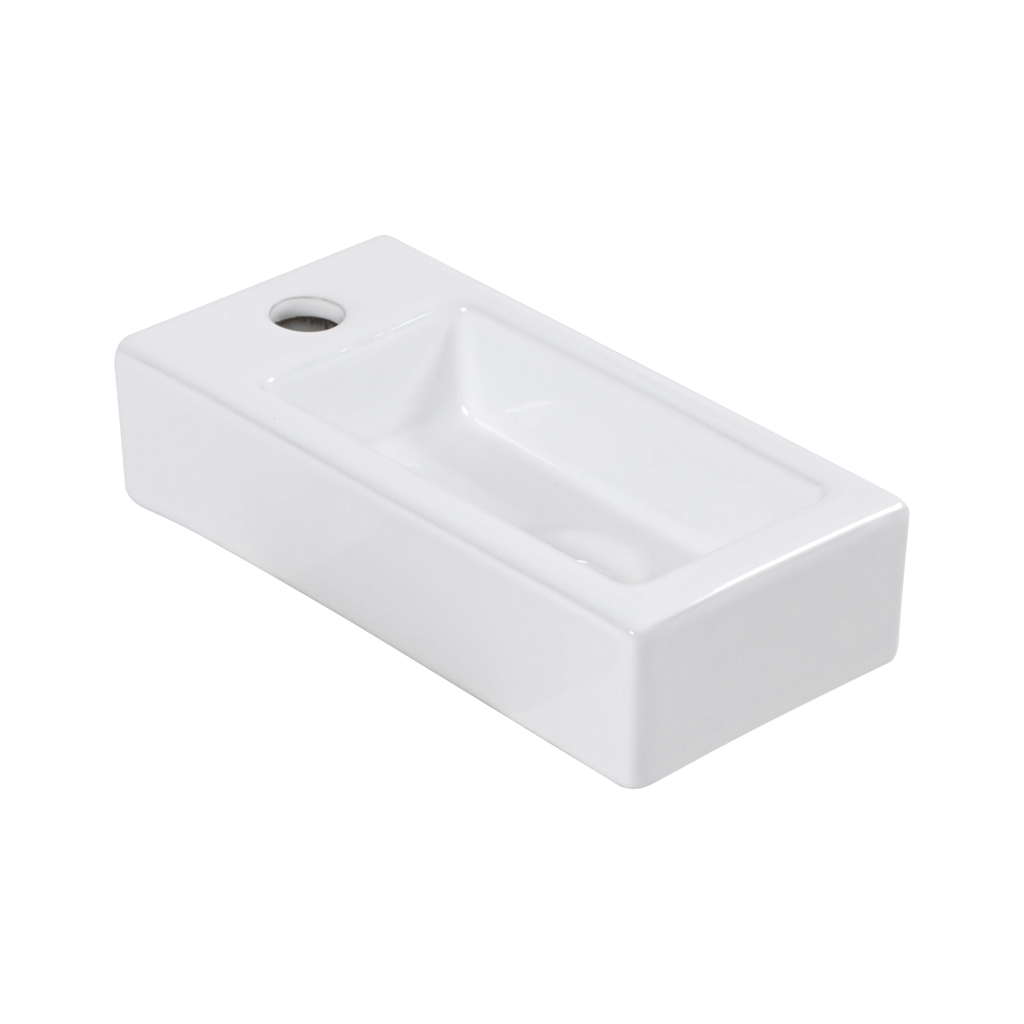 Lostcat 14.57x7.28 Inch White Ceramic Rectangle Wall Mount Bathroom Sink with Single Faucet Hole