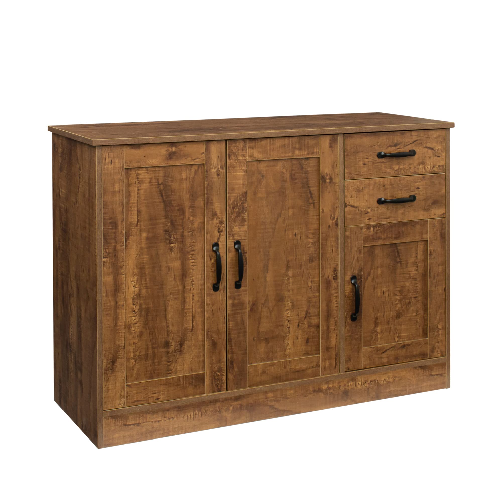 Lostcat 43" Storage Cabinet with 2 Drawers, Modern Wood Buffet Cabinet with 2 Doors & 1 Storage, Storage Cabinet Console for Entryway, Dining Room, Bedroom and Living Room, Dark Walnut - Lostcat