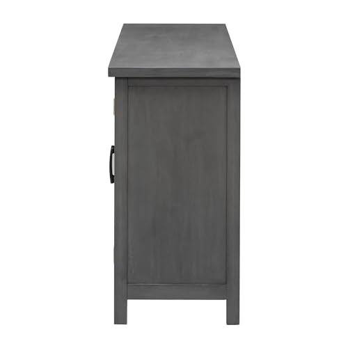 Lostcat 51" Storage Cabinet, Classic Buffet Cabinet with Adjustable Shelf, Metal Handles and 4 Tempered Glass Doors, Sideboard for Entryway, Living Room and Bedroom, Grey - Lostcat