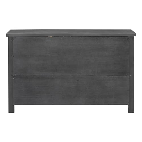 Lostcat 51" Storage Cabinet, Classic Buffet Cabinet with Adjustable Shelf, Metal Handles and 4 Tempered Glass Doors, Sideboard for Entryway, Living Room and Bedroom, Grey - Lostcat