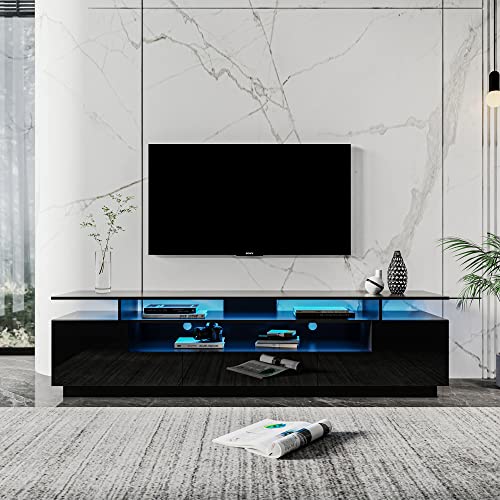 Lostcat 77" TV Stand with Drawers, Modern Television Stands with Open Shelf, Entertainment Center for Living Room, Bedroom, Black - Lostcat