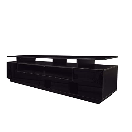 Lostcat 77" TV Stand with Drawers, Modern Television Stands with Open Shelf, Entertainment Center for Living Room, Bedroom, Black - Lostcat