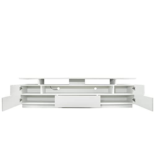 Lostcat 77" TV Stand with Drawers, Modern Television Stands with Open Shelf, Entertainment Center for Living Room, Bedroom, White - Lostcat