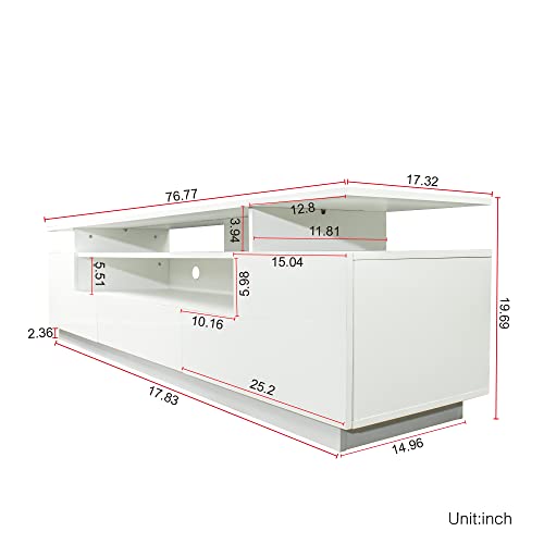 Lostcat 77" TV Stand with Drawers, Modern Television Stands with Open Shelf, Entertainment Center for Living Room, Bedroom, White - Lostcat