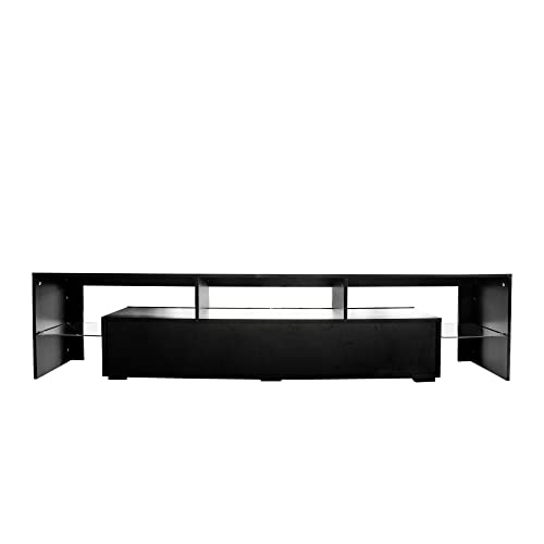 Lostcat 79" TV Stand with 2 Drawers, Modern Television Stands with Open Shelves, Entertainment Center for Living Room, Bedroom and Home Office, Black - Lostcat