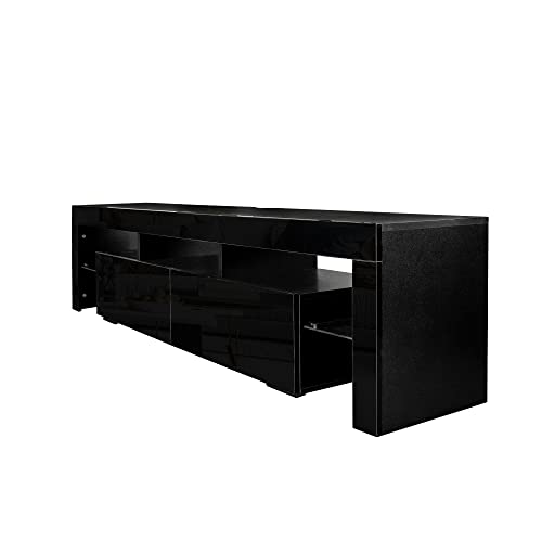 Lostcat 79" TV Stand with 2 Drawers, Modern Television Stands with Open Shelves, Entertainment Center for Living Room, Bedroom and Home Office, Black - Lostcat