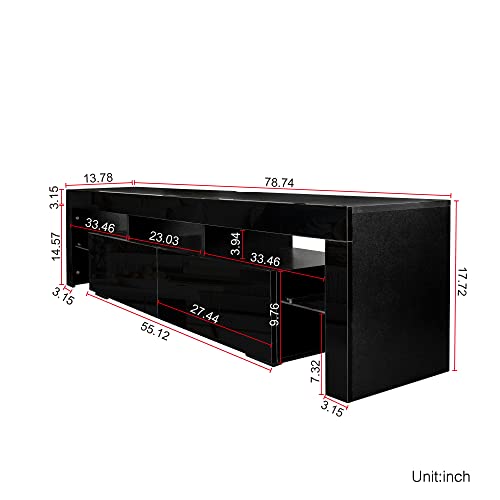 Lostcat 79" TV Stand with 2 Drawers, Modern Television Stands with Open Shelves, Entertainment Center for Living Room, Bedroom and Home Office, Black - Lostcat