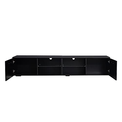 Lostcat 79" TV Stand with Large Storage Space, Modern Television Stands with Open Shelf, Entertainment Center for Living Room, Bedroom, Black - Lostcat