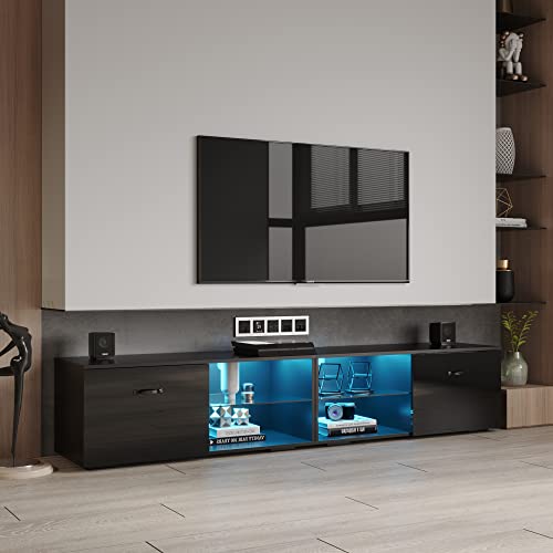 Lostcat 79" TV Stand with Large Storage Space, Modern Television Stands with Open Shelf, Entertainment Center for Living Room, Bedroom, Black - Lostcat