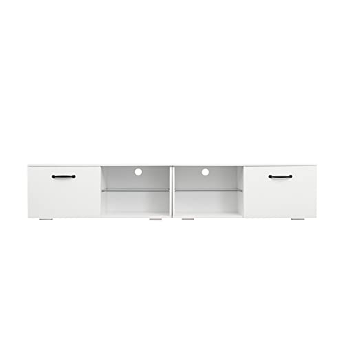 Lostcat 79" TV Stand with Large Storage Space, Modern Television Stands with Open Shelf, Entertainment Center for Living Room, Bedroom, White - Lostcat