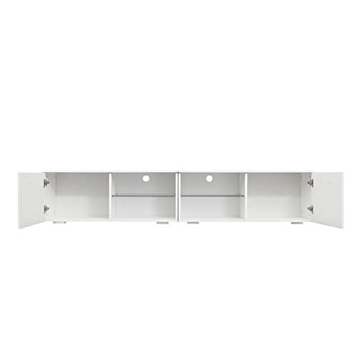 Lostcat 79" TV Stand with Large Storage Space, Modern Television Stands with Open Shelf, Entertainment Center for Living Room, Bedroom, White - Lostcat